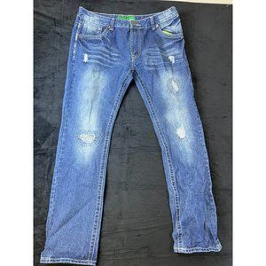 Kaalu Euro For The People Mens Blue Jean Denim Retro Y2K Distressed Size 38x32